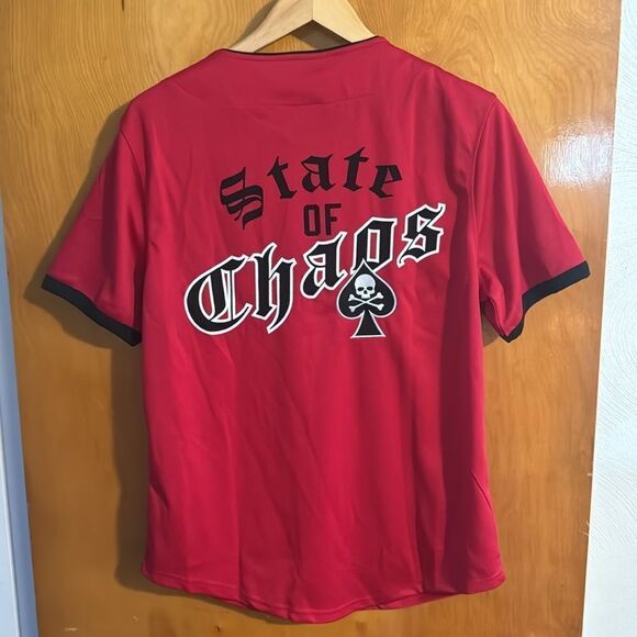 Red Baseball Jersey Mens Small Rue21 Mesh - Picture 2 of 4